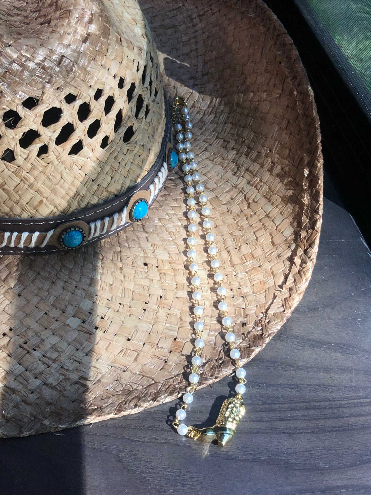 Cowgirl Boot Pearl Chain Necklace